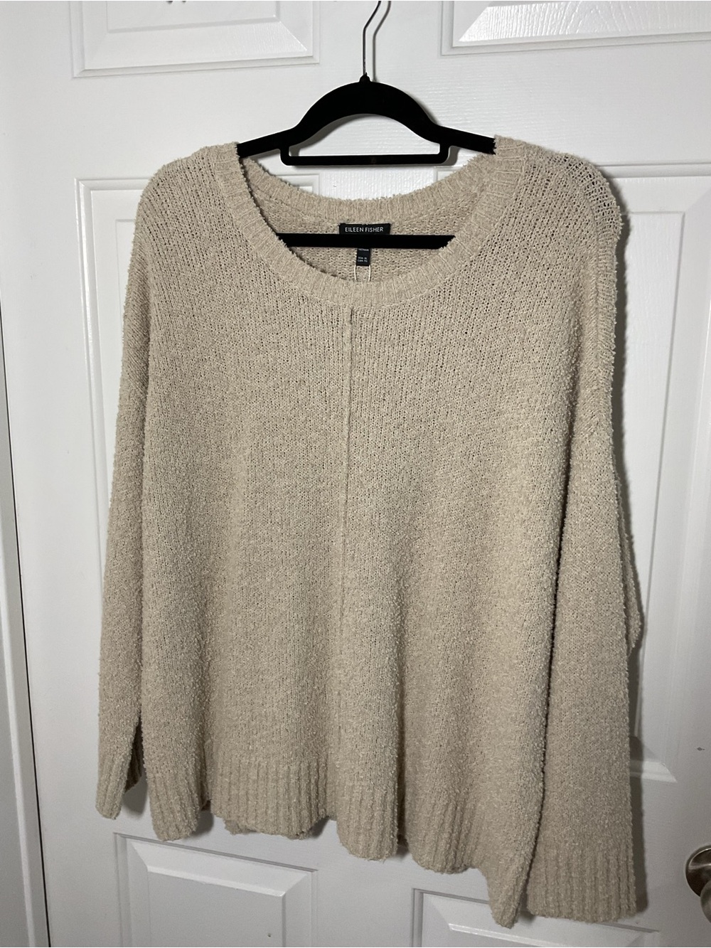Eileen Fisher Organic Cotton Cashmere Bouclé Crew Neck Sweater XL Oatmeal Beige - Picture 6 of 9